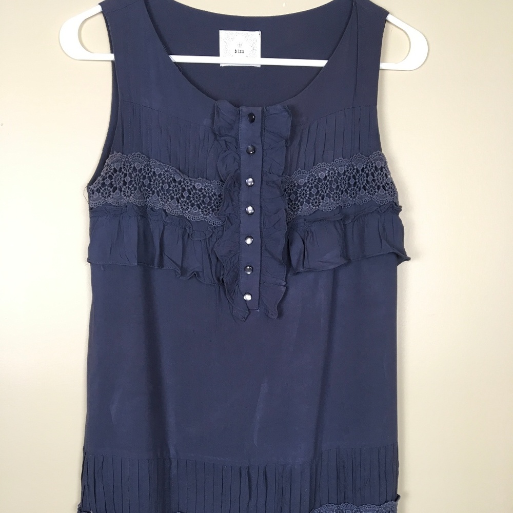 BIZZ EGGPLANT PURPLE TUNIC TANK TOP EMBELLISHED